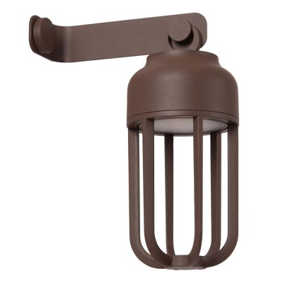 Lucide WELLS - Rechargeable Wall light Indoor/Outdoor - Battery pack - Ø 10 cm - LED Dim. - CCT - 1x5W 2700K/4000K - IP54 - Rust Brown